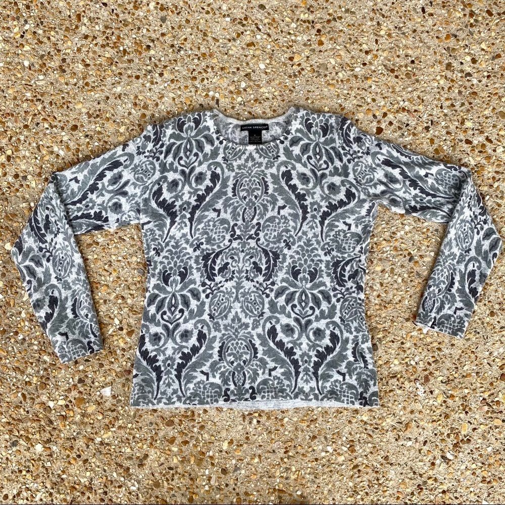 Sarah Spencer Gray Lambs Wool Angora Sweater Size S